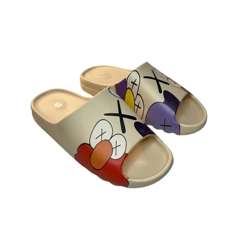 Cartoon Print Pillow Slides Bathroom Shower Slippers Size 45/46